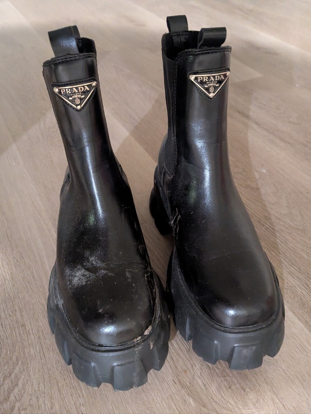 Prada Black Leather Chelsea-Style Chukka Boots